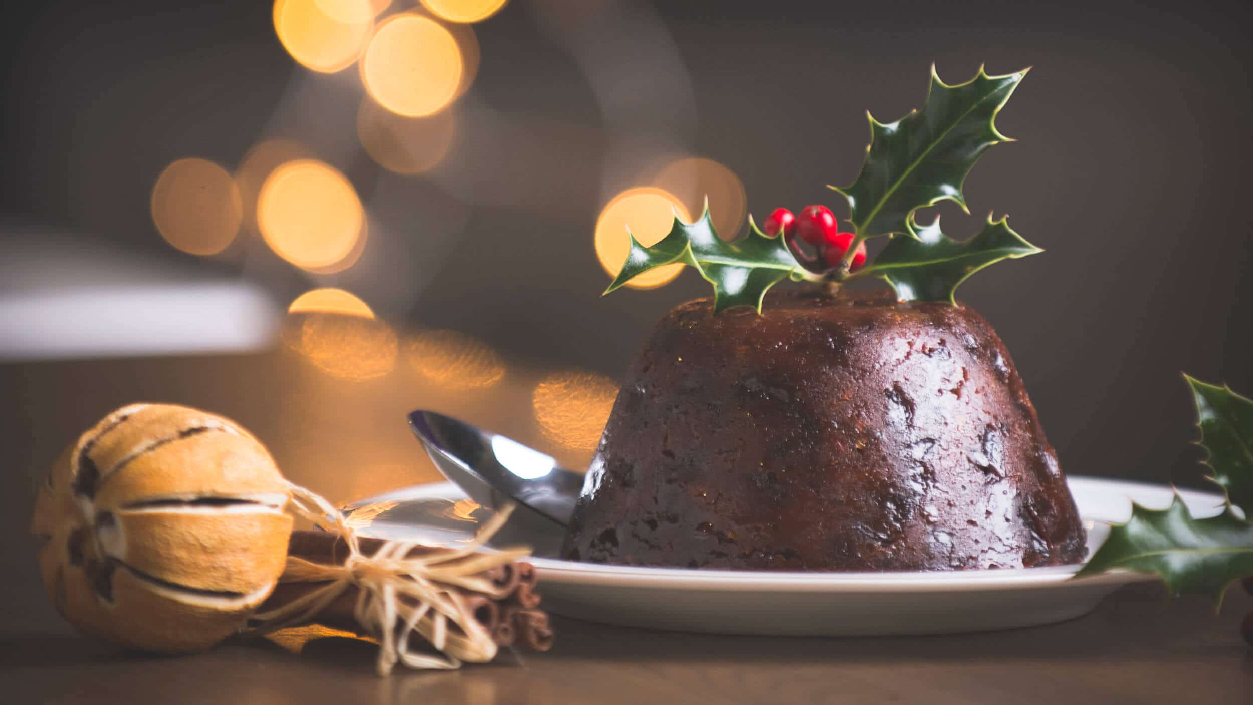 Figgy's Christmas pudding with holly on top